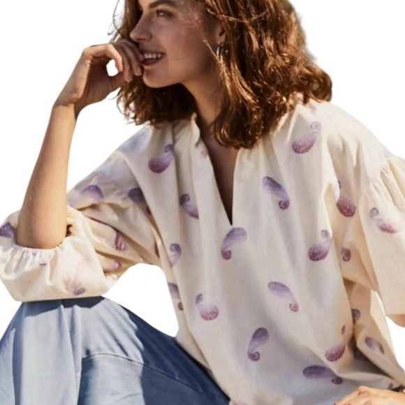 J. Jill Tops - J Jill NWT Popover Paisley 3/4 Sleeve Cotton Blend Top XLT/2X